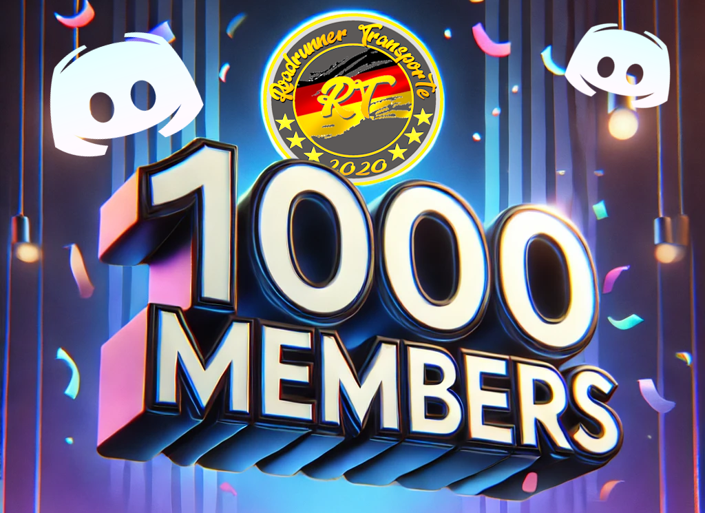 🎉 Roadrunner Community erreicht 1000 Mitglieder auf Discord! 🎉